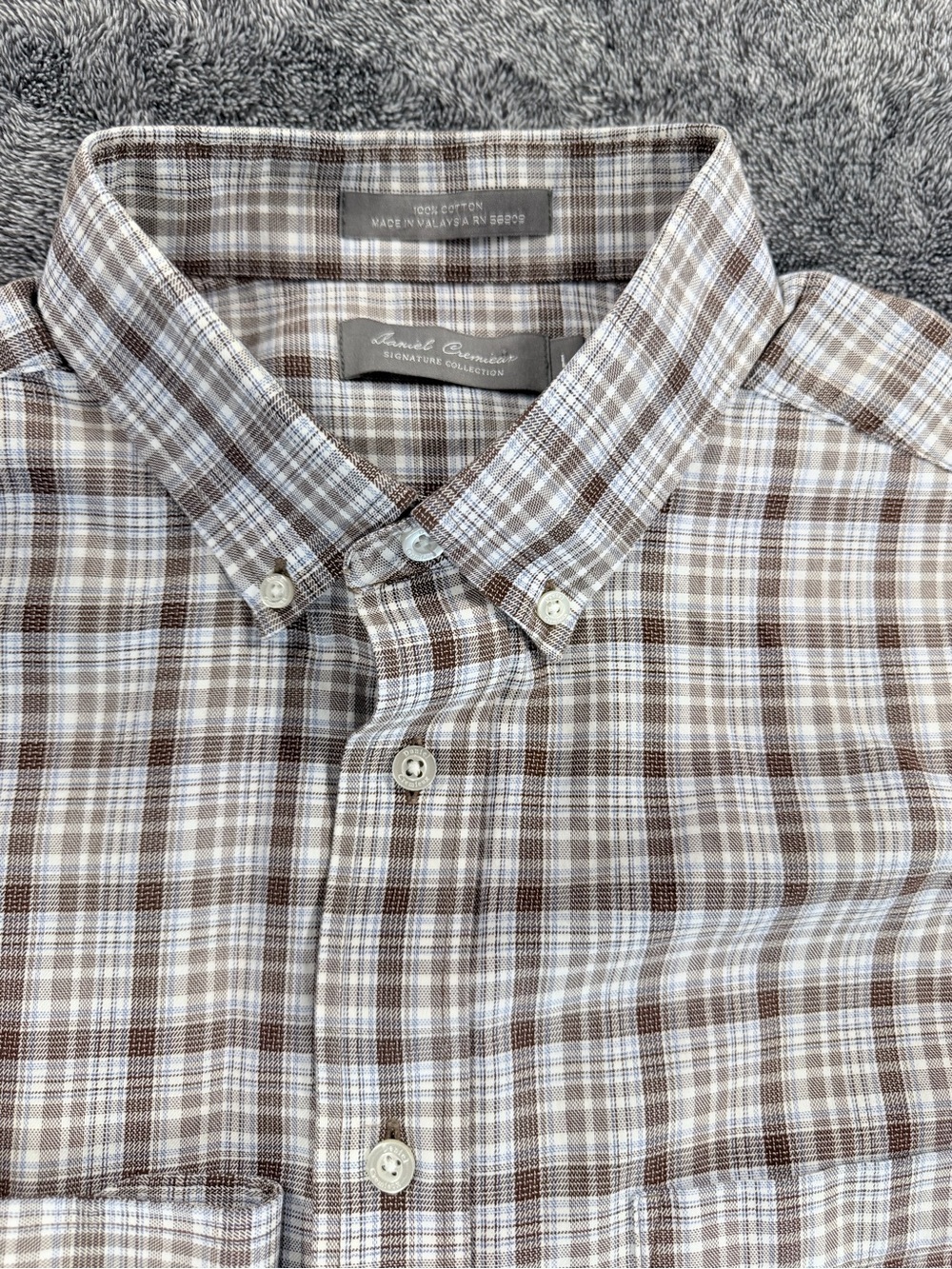 SKU 1325 Daniel Cremieux Brown and White Plaid Button-Down Shirt